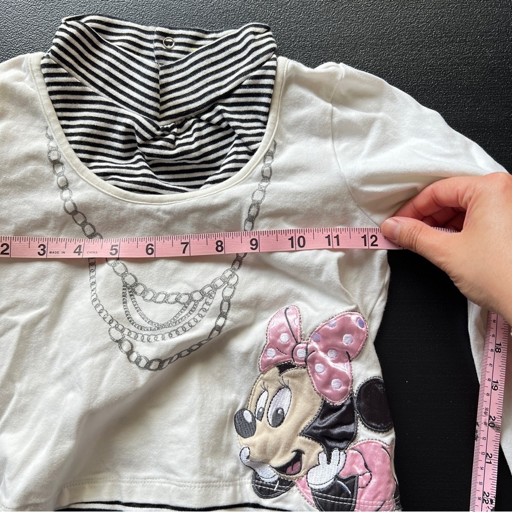 Disney Baby Minnie Mouse Long Sleeve Striped Mock Neck Graphic Shirt Y2K - Picture 9 of 10